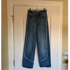 Levi’s Ribcage jeans with frayed seam